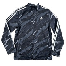 Adidas Jacket Boys XL 18-20 Black Camo Full Zip 3-Stripes Track Soccer Athletic