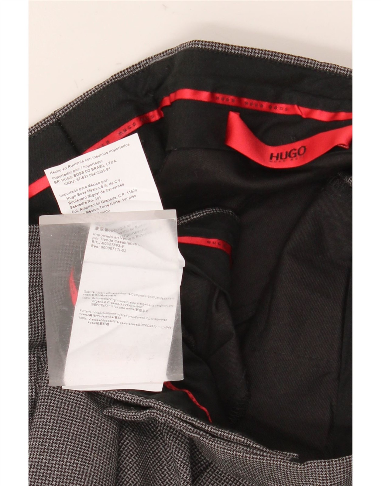 Hugo Boss Mens Straight Suit Trousers IT 50 Large W34 L31 Grey Houndstooth AP10 thumbnail 4