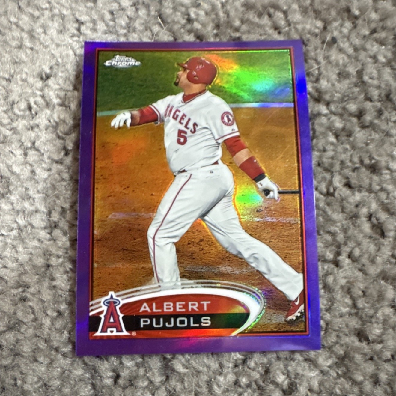 2012 Topps Chrome Albert Pujols Purple Refractor #80 Angels Baseball Card