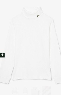 Lacoste Herren Rollkragen langarm t-Shirt  L weiß Logo auf dem Hals