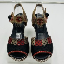 Spring Step L'Artiste Heeled Sandals US 5.5-6 EUR 36 Black Jive BM Leather Boho