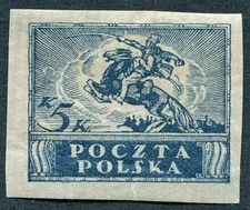 POLAND 1919 5k grey-blue SG79 mint MH FG Southern Poland Issue IMPERF #A07