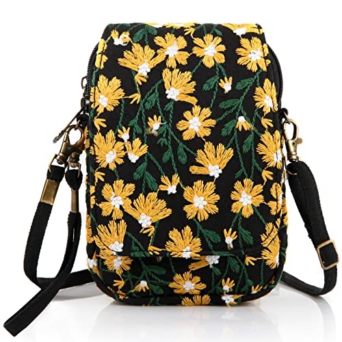  Embroidered Cute Mini Crossbody Bag for Women Small One_Size Chamomile Yellow