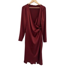 LUSH Wrap Dress XL Shimmery Burgundy Wine Romantic Event Old Money Glam 