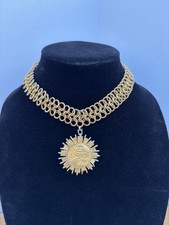 Vintage NETTIE ROSENSTEIN Necklace Pendant Medallion w/ Heavy Rope Chain