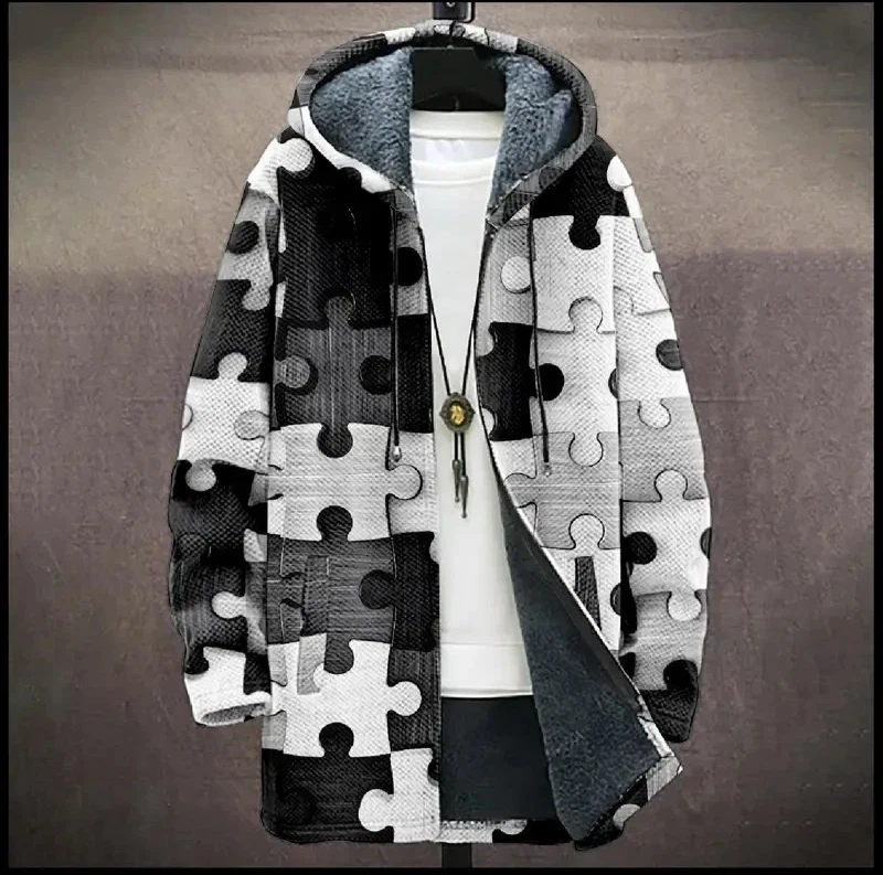 Western Outdoor Jacket Coat Fleece Men's Full Zip LONG HOOD BIG SZ 3XL