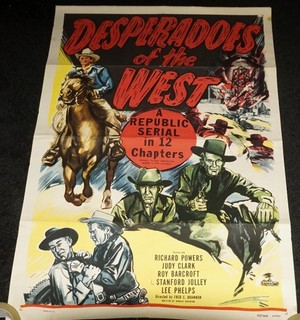 ORIG 1950 DESPERADOS OF THE WEST ONE SHEET MOVIE POSTER 27"X41" RICHARD POWERS