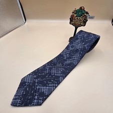 Robert Graham Mens Silk Necktie Navy Blue Grey Abstract Geometric Made in USA