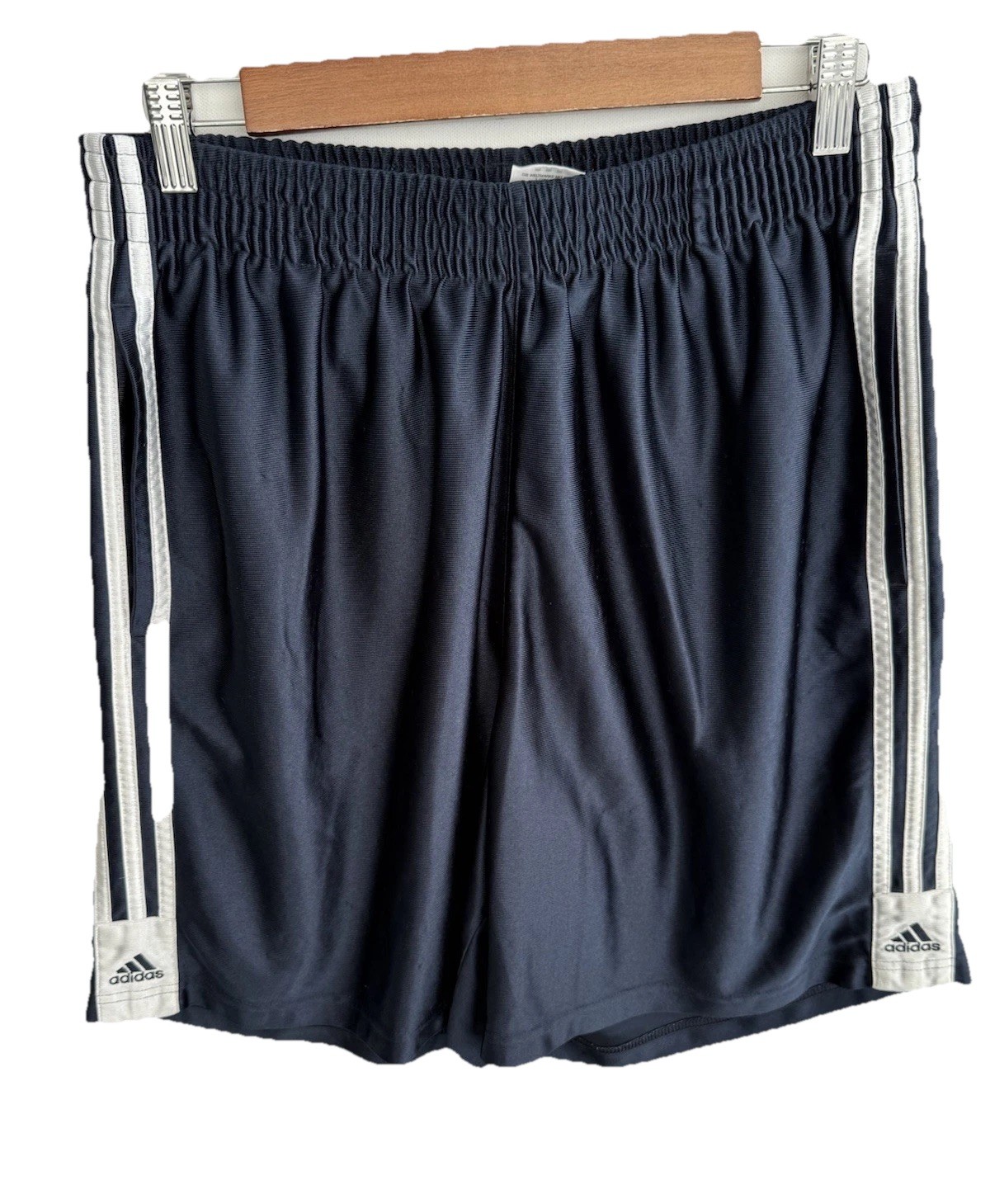 Vintage Adidas Silky Basketball Shorts Mens Large Navy Dazzle Red 3 Stripe Y2K