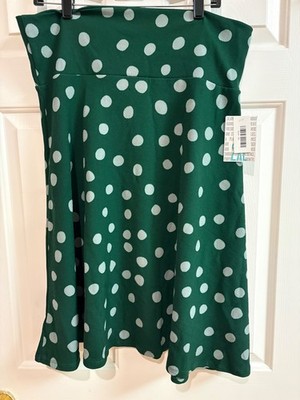 LuLaRoe NWT azure a-line skirt 2XL 20-22 swimwear cover up green ivory polka dot