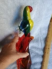 Large Size Vtg Murano Art Glass Red Vintage Glass Parrot