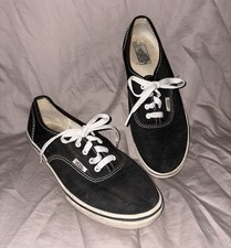 VANS Kids 3.5 black canvas flat lace up sneakers with white laces T-375 04-2014