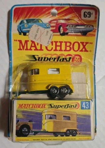 Vintage Matchbox Lesney #43 Pony Trailer & Original Horses