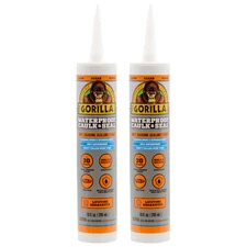 Gorilla Waterproof Caulk & Seal [100% Silicone]: 10 oz. cartridge (Clear) [2 Ite