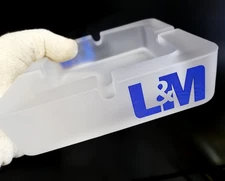 LM Large Collectible Ashtray Frosted Glass L&M