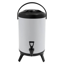 2.64Gal White Stainless Steel Insulated Beverage Dispenser
