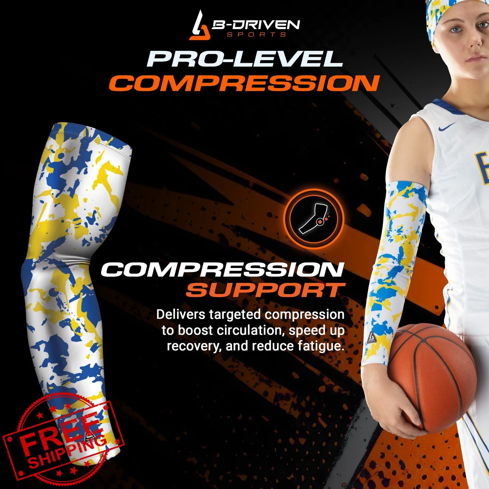 B-Driven Pro-Fit Camo Arm Sleeve Compression Men Women Youth Cooling
Opens in a new window or tab