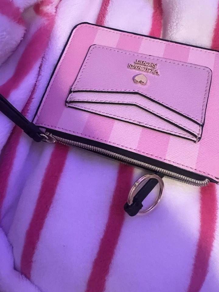 Cartera Victoria's Secret Rosa a Rayas con Bolsillo para Tarjetas Foto 3 de 4
