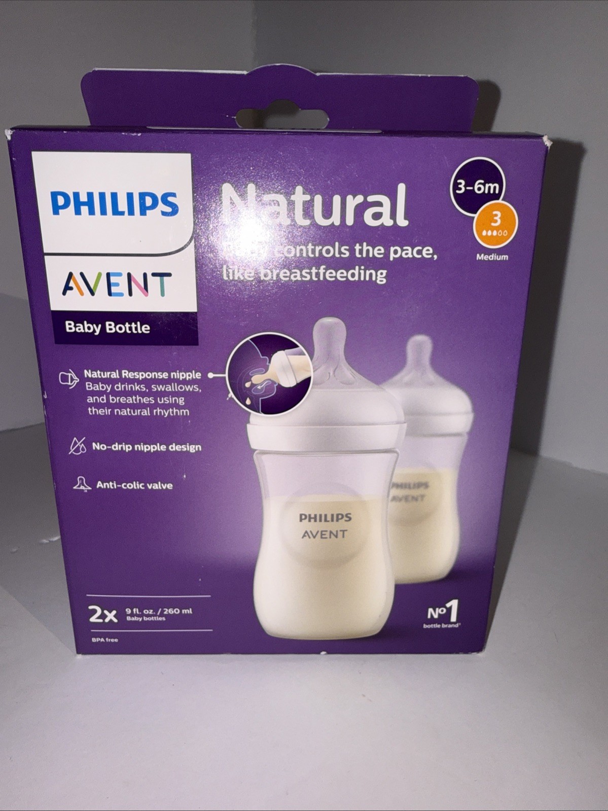 With Natural Response Nipples (2 Pack) 3-6 Mo