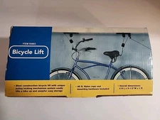 Bicycle Lift Bike Ceiling Mount Pulley Hoist Rack Garage Storage Hooks Hanger