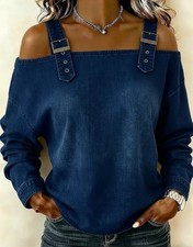Ladies long-sleeved shirt with adjustable sho...