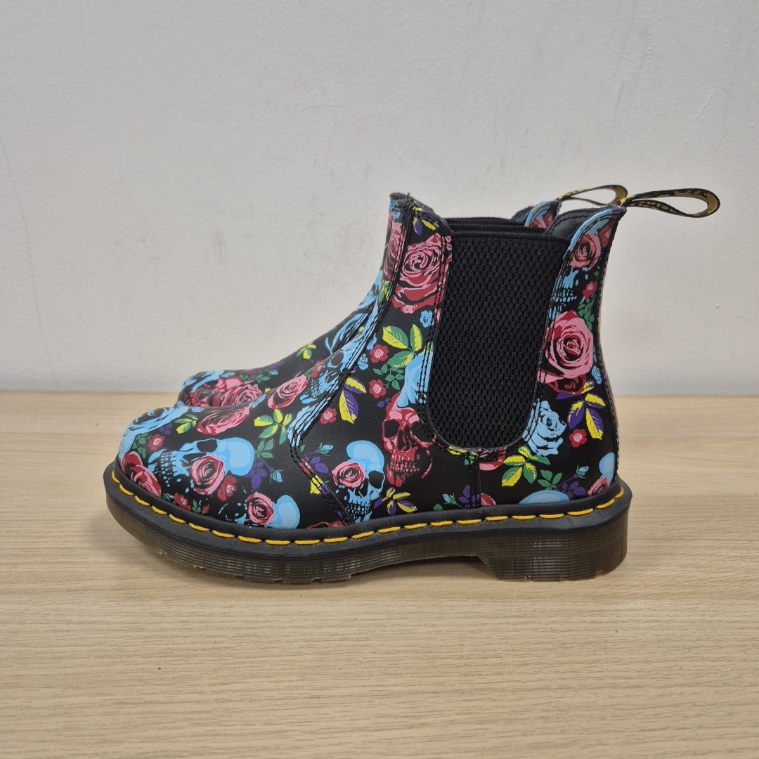 Dr Martens 2976 Chelsea Rose Floral Skull Fantasy Ankle Boots Size Uk 4 Eu 37 #2