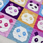 Handmade Colorful Panda Cotton Fabric Queen Size Patchwork quilt top/topper — photo 4