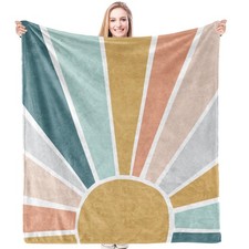 Boho Sun Throw Blanket   Pastel Sunshine Blanket for Girls or Toddlers, Soft ...