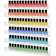 6 Pack Nail Polish Organizer Wall Mounted Shelf with Removable Anti-Slip Inse...