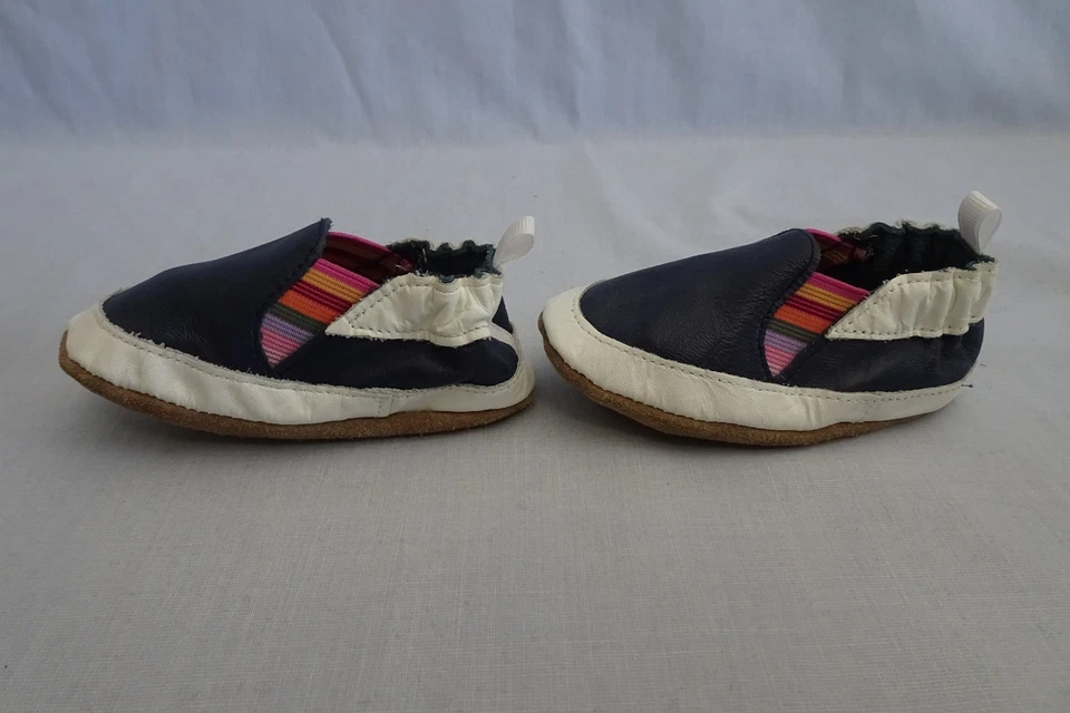 Robeez Bebé Cuna Adorables Zapatos Azul Cuero Mocasín Slipon Zapatilla 6 - 12 Meses Foto 2 de 4