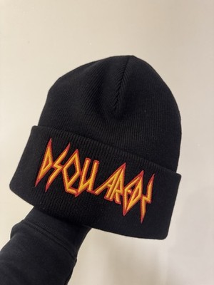 SEHR SELTENE DSQUARED2 LANA PATCH ROCK / PUNK Beanie Wollmütze / Wollmütze SCHWARZ + ROT