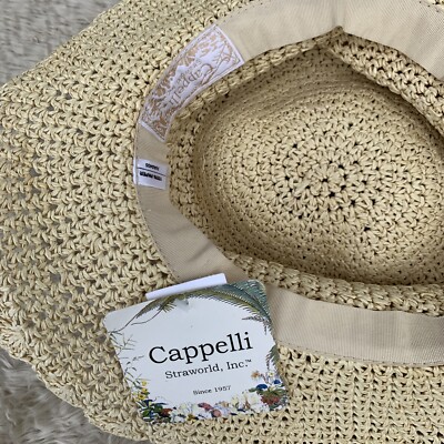 Cappelli Straworld 100% Paper floppy sun Hat with seashelll band Cappelli Straworld Wide Brim Straw Hat Women main image 2