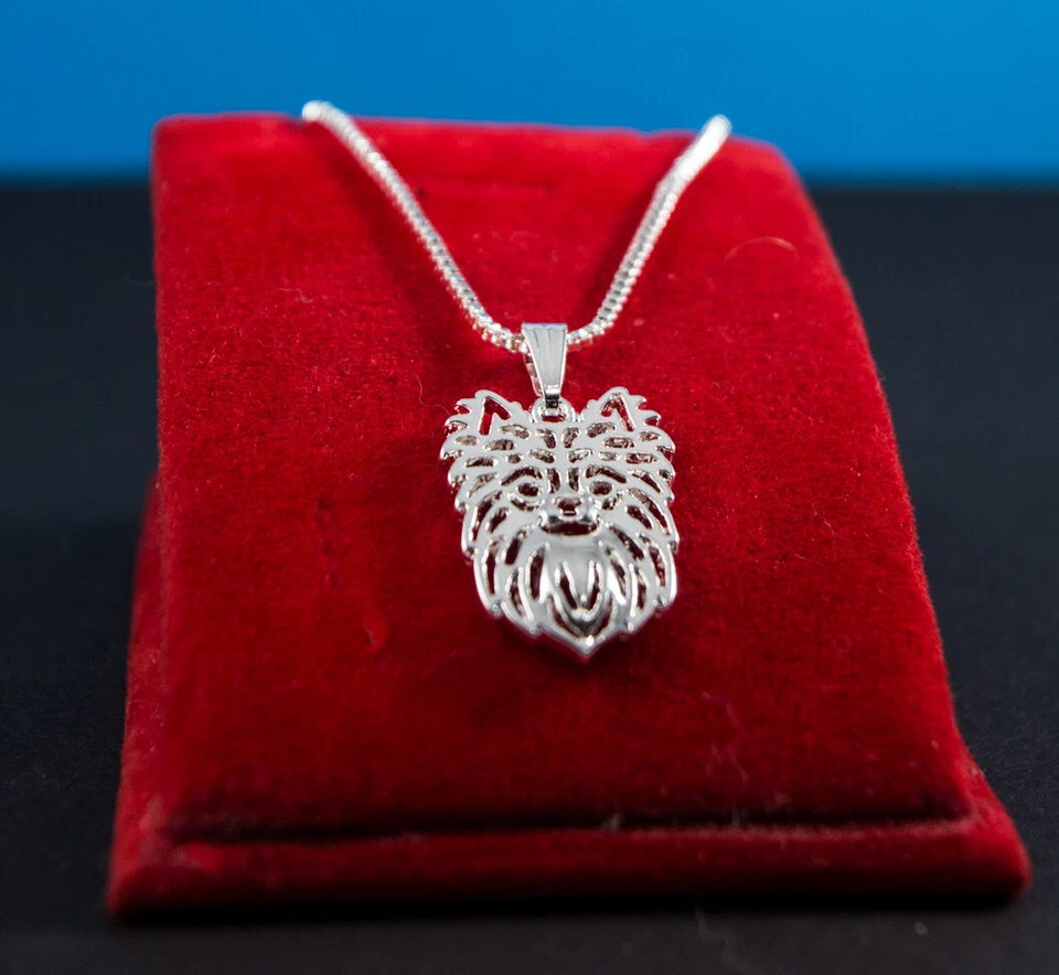 Halskette mit Hunde - Anhänger Langhaar Chihuahua. Silber. Hund Schmuck - Bild 2 von 4