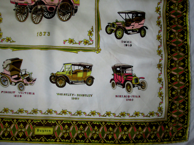 Foulard En Soie Bayron Vintage - 85x86 Cm - Bord Bordeaux - Occasion