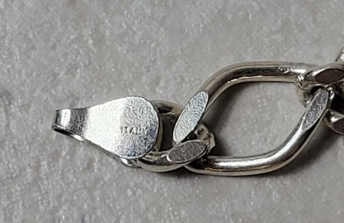 Brazalete de cadena Figaro italiano de plata de ley 925 de 7,5" con corte de diamante - Imagen 4 de 5
