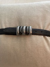 Vintage Vicenza Black Italian Calf Skin Belt Industrial Design Hardware Size 30