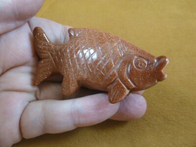 (Y-FIS-TR-705) Goldstone tropical FISH gemstone carving gem fishes aquarium