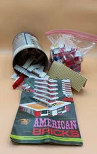 Vtg 1960s Halsam American Bricks Plastic Building Blocks Multiple Pieces W/Roofs