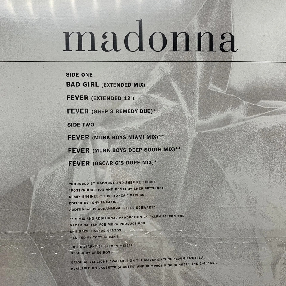 MADONNA - BAD GIRL / FEVER 12'' SEALED 1993 VINYL SINGLE PROMO HYPE 9-40793-0 - Image 3 of 4