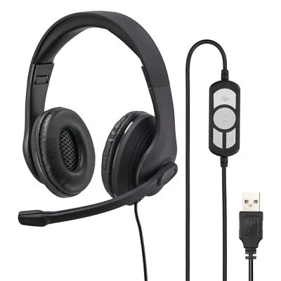 Hama Over Ear Stereo Headset HS-USB300 2m Kabel Mikrofon USB PC Office Kopfhörer - Bild 1 von 4