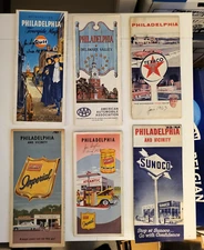 Philadelphia PA Vintage Road Maps-1950's-60's- Gulf,Texaco Atlantic-Lot of 6