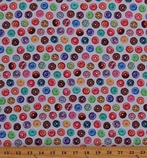 Cotton Donuts Doughnuts Desserts Bakery Treats Fabric Print by the Yard D566.93