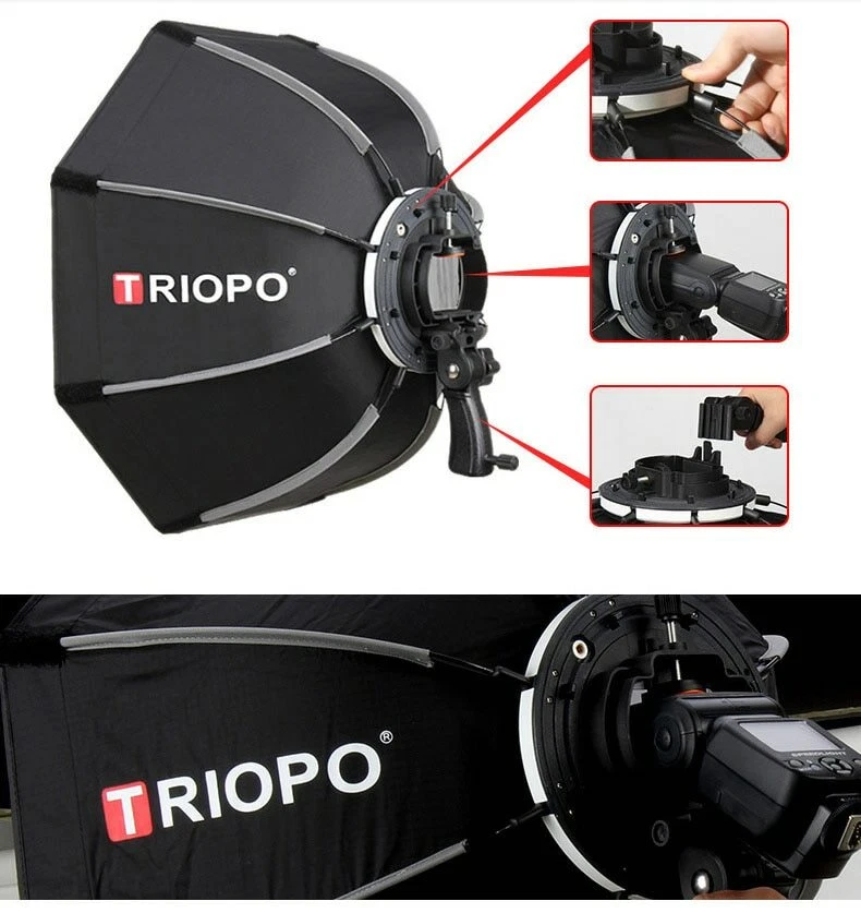 TRIOPO 90cm Octagon Softbox Handheld Foldable Soft Box For Speedlite Flash Light