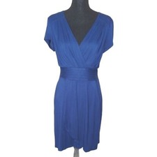 Max and Cleo Women 8 Navy Regal Princess Coquette Feminine Faux Wrap Dress 