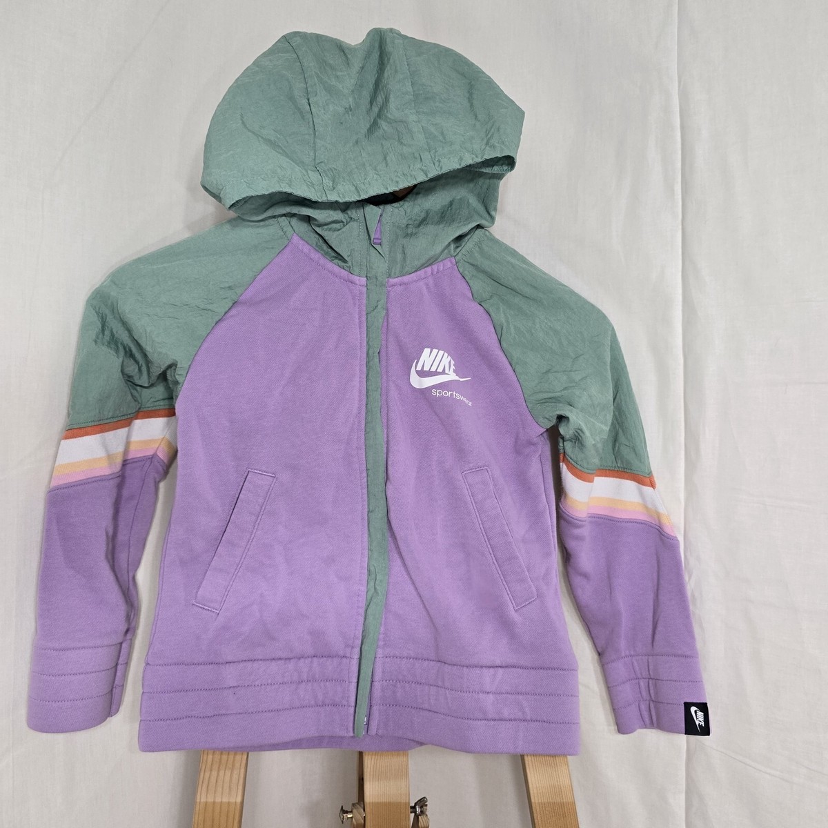 Nike Sportswear Heritage Girls Full Zip Hooded Sweatshirt XS Logo