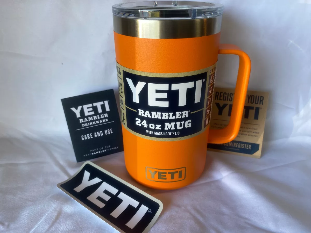 NEW Yeti Rambler 24oz Beer Mug King Crab Orange Magslider Lid Coffee Cup w/  tags