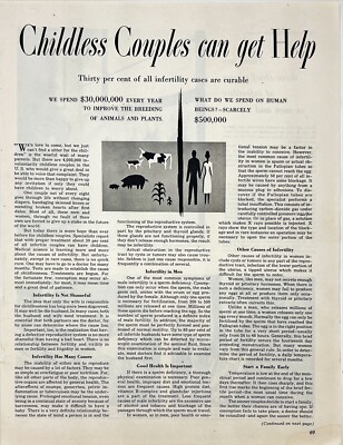 Medical Research Childless Infertility 1940s Quackery Vtg Magazine Article