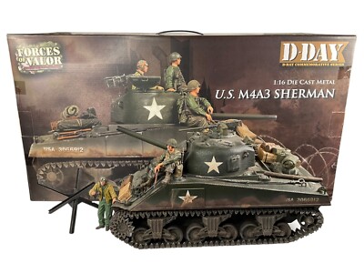 Forces of Valor NO 85007 U.S. M4A3 SHERMAN D-DAY DIECAST TANK 1:16