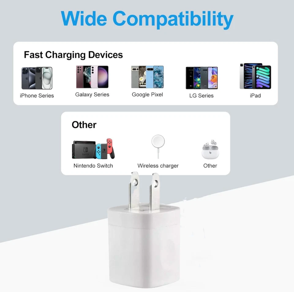 LOT 10/500 1A USB Wall Charger Plug Home Power Adapter FOR Samsung Android Apple - Image 2 of 2
