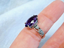 NATURAL Purple Amethyst Size 6 Ring 925 Sterling Silver USA Made Grapevine
